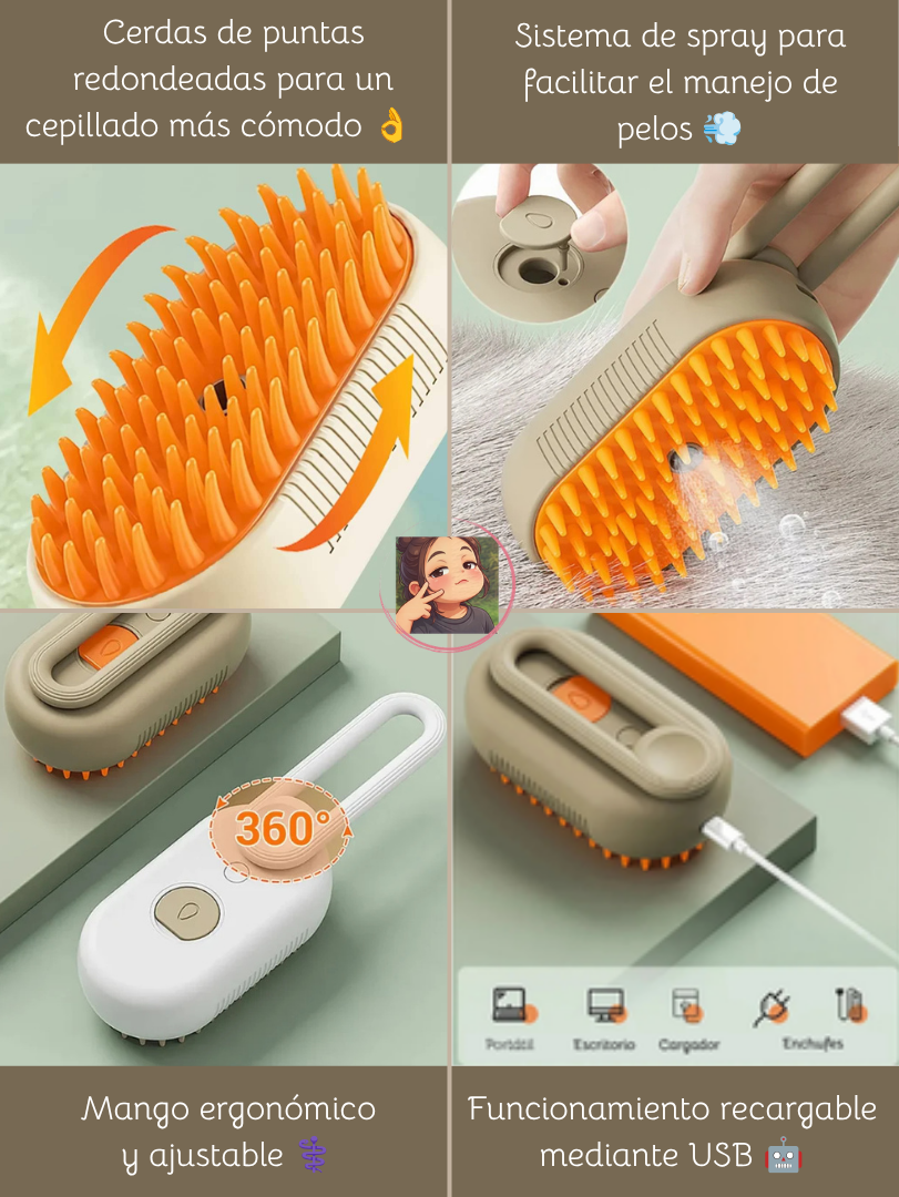 Cepillo vaporizador para mascotas