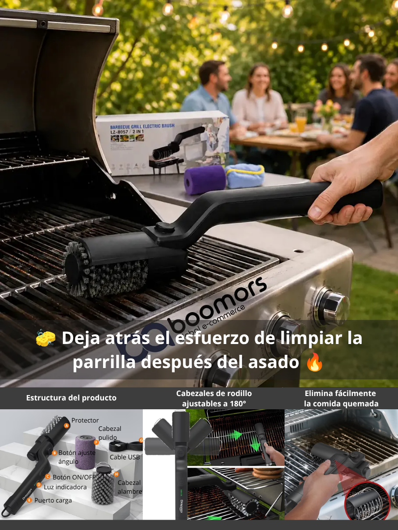 Cepillo recargable limpieza parrilla