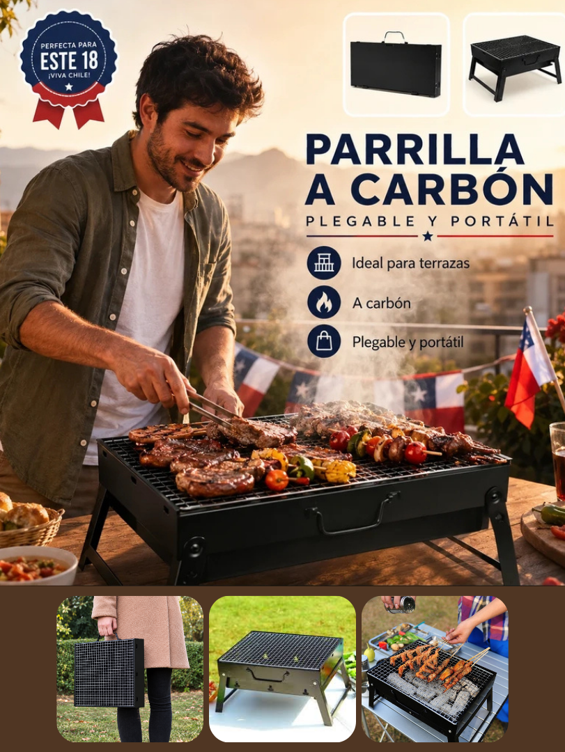 Parrilla carbón portátil plegable