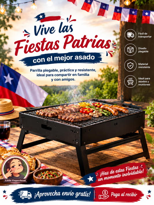 Parrilla carbón portátil plegable