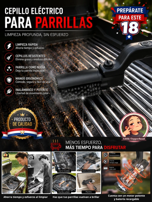 Cepillo recargable limpieza parrilla